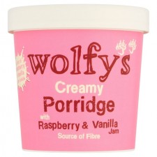 Wolfys Creamy Porridge Pot with Raspberry and Vanilla Jam 90g