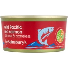 Sainsburys Wild Pacific Red Salmon Skinless And Boneless 170g