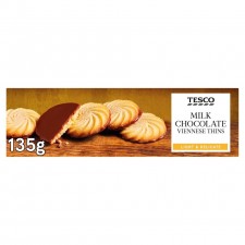 Tesco Milk Chocolate Viennese Biscuits Thins 135G