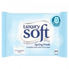 Tesco Luxury Soft Spring Fresh Flushable Wipes 40 Pack