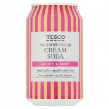 Tesco No Added Sugar Cream Soda 330ml Can