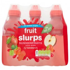 Sainsburys No Added Sugar Fruit Slurps Summer Fruits Juice Drink 6 x 250ml