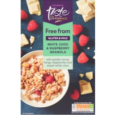Sainsburys Taste the Difference Free From White Choc and Raspberry Granola Summer Edition 350g