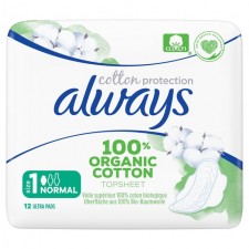 Always Organic Cotton Protection Ultra Normal Wings Sanitary Towels 12 pack