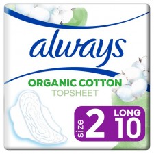 Always Organic Cotton Protection Ultra Long Size 2 Wings Sanitary Towels 10 pack