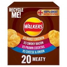Walkers Meaty Variety Crisps 20 per pack