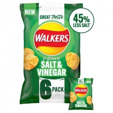 Walkers Less Salt A Dash of Salt and Vinegar Crisps 6 pack
