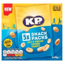KP Salt and Vinegar Peanuts 5 x 30g Snack Packs