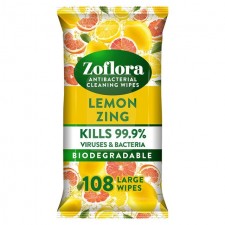 Zoflora Antibacterial Wipes Lemon Zing 108 Pack