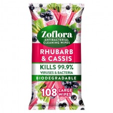 Zoflora Antibacterial Wipes Rhubarb and Cassis 108 Pack