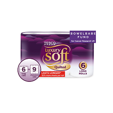 Tesco Luxury Soft Toilet Tissue Quilted 6 Long Rolls