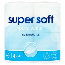 Sainsburys Super Soft Toilet Tissue Pure White 4 Rolls