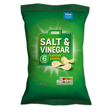 Asda Salt and Vinegar Crisps 6x25g