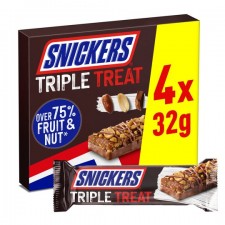 Snickers Triple Treat Fruit Nut and Chocolate Bar 4 x 32g