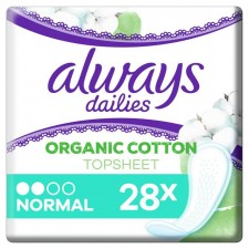 Always Dailies Organic Cotton Protection Panty Liners Normal 28 Pack