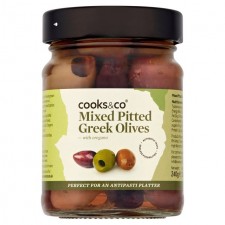 Cooks and Co Pitted Mixed Greek Olives 240g
