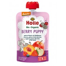 Holle Organic 8 Months Apple and Peach with Forest Fruits 12 x 100g Pouch