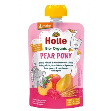 Holle Organic 8 Months Peach Pear and Raspberry with Spelt 12 x 100g Pouch
