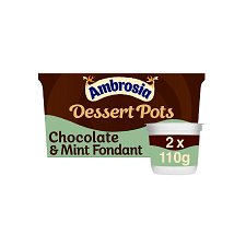 Ambrosia Chocolate and Mint Fondant Sauce Dessert Pots 2X110g