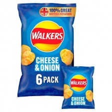 Walkers Cheese and Onion Crisps 6 Pack 