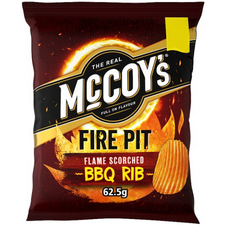Retail Pack McCoys Fire Pit Flame Flame Scorched BBQ Rib Crisps 20 x 65g