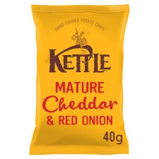Retail Pack Kettle Chips Mature Cheddar and Red Onion 18 x 40g Box