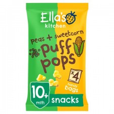 Ellas Kitchen Organic Peas and Sweetcorn Puff Pops 4 X 9G