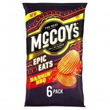 McCoys Epic Eats Bangin BBQ Flavour Ridge Cut Crisps 6 pack