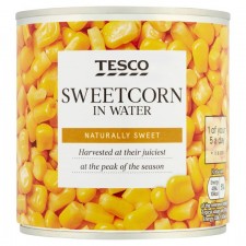 Tesco Natural Sweet Sweetcorn In Water 325g