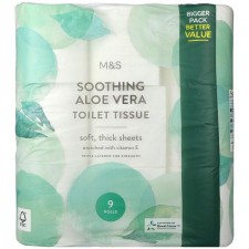 Marks and Spencer Soothing Aloe Vera Toilet Tissue 9 per pack
